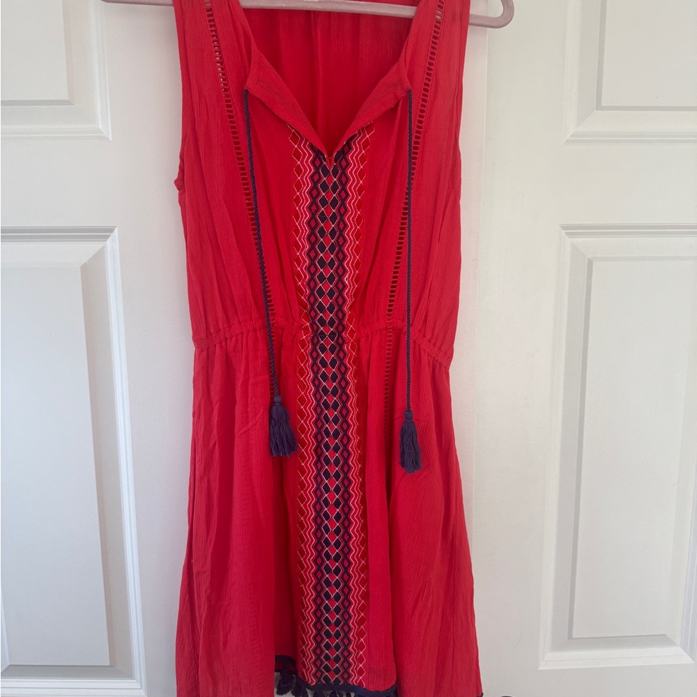 BB Dakota Red Mini Dress with Tassel Accents